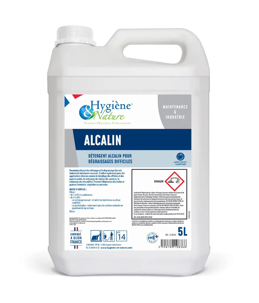Détergent dégraissant ALCALIN pour sols industriels fortement encrassés (bid 5L)