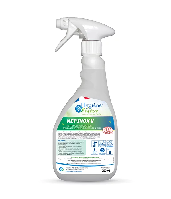 NET'INOX V ECOCERT rénovateur brillant agréé contact alimentaire pulvé 750mL